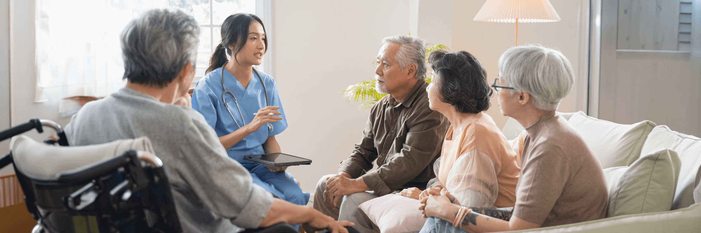 Patient group speaking to a nurse