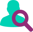 Identification icon (person icon with magnifying glass)